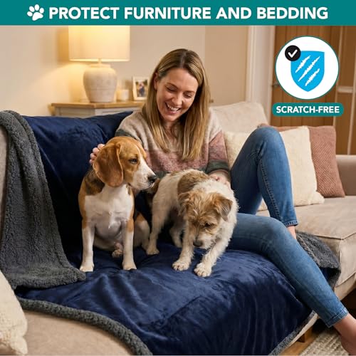PetAmi Dog Blanket Small Medium Pet Cat Puppy Kitten, 40x29 Mini, Blue Gray | 460 GSM, Soft Sherpa Fleece Throw, Reversible Plush Couch Cover Protector Crate Carrier Sofa Bed Car Seat, Machine Washable - color: Navy/Gray Sherpa, size: Medium - 29 X 40 Inc