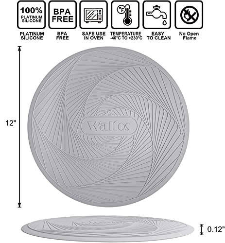 Walfos 12-Inch Silicone Microwave Mat & Pot Holders, Non-Slip Heat Resistant for Oven, Hot Pot, Bowl - style: 12in, 1 Grey Microwave Mat