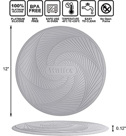 Walfos 12-Inch Silicone Microwave Mat & Pot Holders, Non-Slip Heat Resistant for Oven, Hot Pot, Bowl - style: 12in, 1 Grey Microwave Mat
