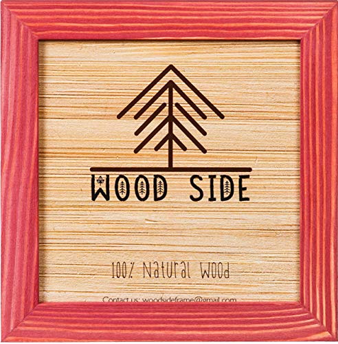 Rustic Wooden Square Picture Frames 4x4 - Set of 2-100% Natural Solid Eco Wood with Real Glass for Wall Mounting and Tabletop Display Photo Frame - Red - color: Red