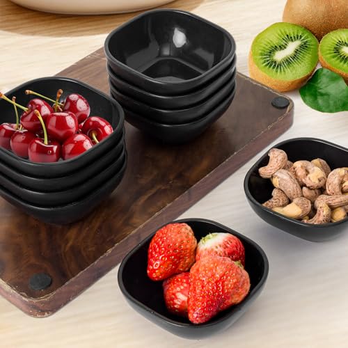 SHECIPIN 12 Pack Unbreakable Dipping Bowls, 4.5 OZ Soy Sauce Dishes，dipping sauce cups，small bowls for dips - color: 12 piece Black
