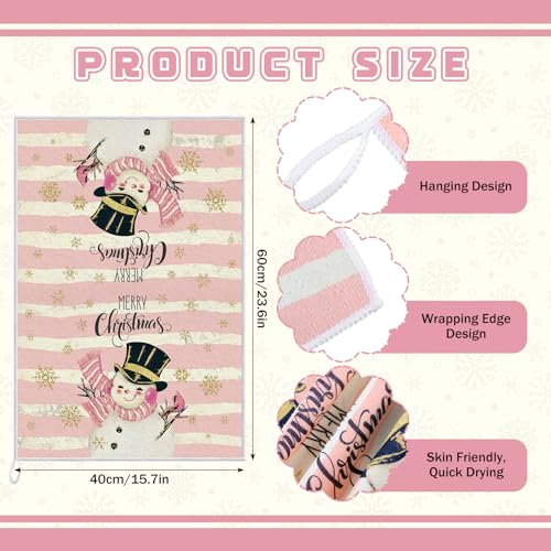 12 Pcs Christmas Pink Kitchen Towels and Oven Mitt Sets 4 Santa Claus Oven Mitts 4 Snowman Dish Towels and 4 Plaid Wreath Pot Holders Cooking Accessories for Winter Holiday Kitchen Decoration - style: Snowman