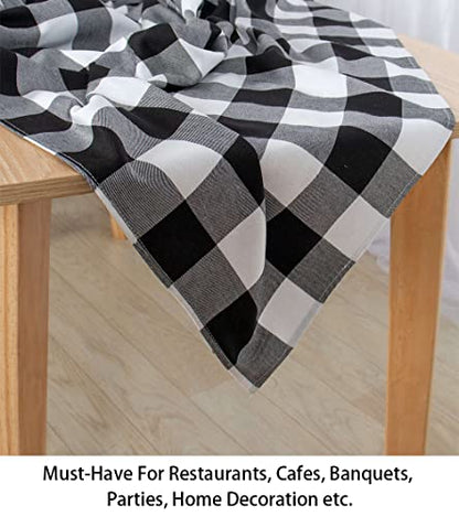 ShinyBeauty Checked Square Tablecloth 54x54-Inch Black and White Buffalo Plaid Tablecloth Washable Cotton Table Cover Gingham Tablecloth for Dining Room Table Linen Christmas - color: Black & White, size: 54" x 54" (Square)