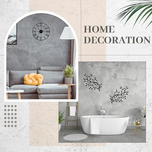 Otoolling 15.7 Inch Metal Wall Clock Metal Tree Leaf Wall Decor Silent Vine Olive Branch Leaf Art Clock for Home Bedroom Living Room Decorations