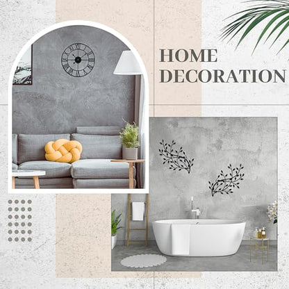 Otoolling 15.7 Inch Metal Wall Clock Metal Tree Leaf Wall Decor Silent Vine Olive Branch Leaf Art Clock for Home Bedroom Living Room Decorations