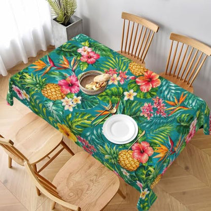 Worltoldb Pineapple Tablecloths Polyester Table Cloth for Kitchen Dinning Table Washable Tropical Table Cover for Parties Wedding Picnic - color: White1