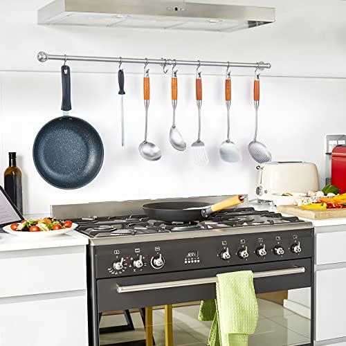 ROTHLEY Hanging Pot Rack Hanger: 39.4 Inch Stainless Steel Pot and Pan Hanger Pot Rack Wall Mounted Hanging Pots and Pans Rack Pot Hangers for Kitchen Wall Kitchen Rail with Hooks (Brushed) - color: Brushed, size: 39.4 inch