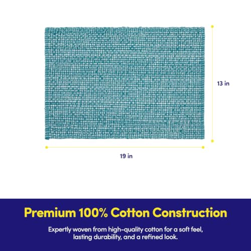 Sweet Home Collection 100% Cotton Placemats for Dining Room Rectangle Two Tone Woven Fabric 13" x 19" Soft Durable Table Mat Set, Set of 6, Turquoise - color: Turquoise, size: Rectangle 13" x 19"