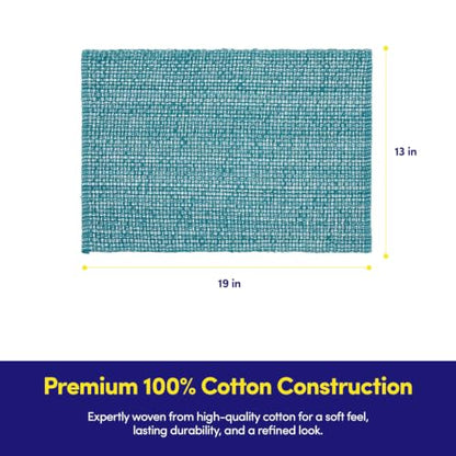 Sweet Home Collection 100% Cotton Placemats for Dining Room Rectangle Two Tone Woven Fabric 13" x 19" Soft Durable Table Mat Set, Set of 6, Turquoise - color: Turquoise, size: Rectangle 13" x 19"