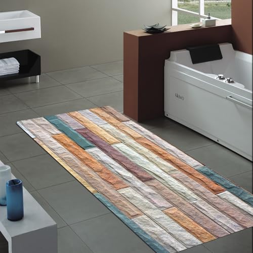 Non-Skid Low Pile Sponge Foam Door Entry Rug for Bathroom Mat,Separate Tub Shower Skid Proof Rugs, Home 3D Optical Illusion Rug Non Slip Bath Mats Welcome Mat 47 x 17.5 inches - color: Multi14