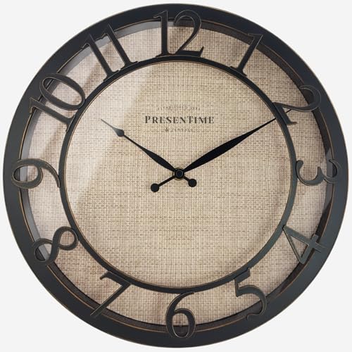 13" Farmhouse Series Wall Clock | Cottage Style, Faux Burlap Design, Silent no Ticking, For Living Room, Dining Room, and Bedroom, Oil Rubbed Bronze Finish - color: Oil Rubbed Antique Bronze, size: 13 inch