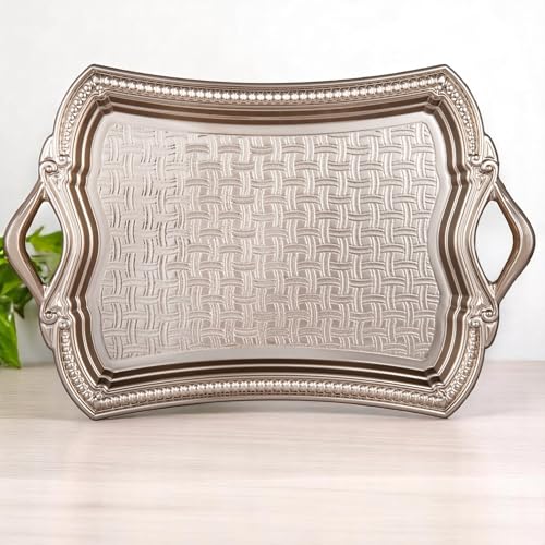 Alisveristime Elisa Rectangular Metal Serving Tray, 14.6 x 9 in (Silver) - color: Silver