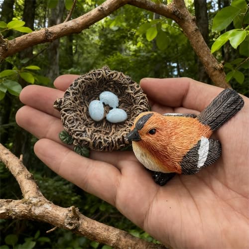 32 Pcs Bird Decorative Figurines Miniature Bird Nest Egg Figurines Cake Topper for Fairy Garden Moss Micro Landscape Home Decoration