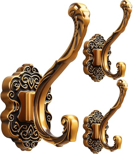3 Pack Vintage Swan Metal Wall Hooks Heavy Duty Aluminum Alloy Coat Hooks | Double Hook Design Holds Coats, Towels & Bags. Decorative Swan Style Wall Mounted Hooks For Bathroom, Bedroom & Entryway - color: Swan