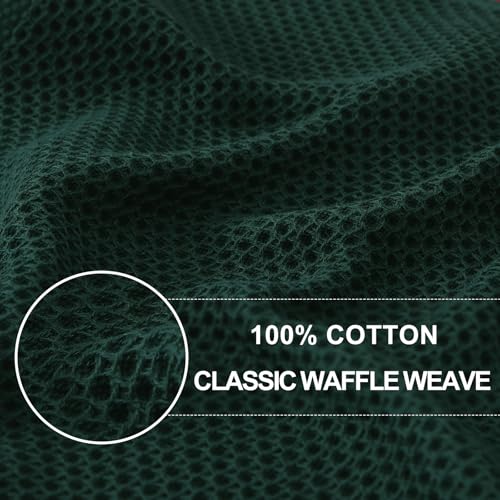Homaxy 100% Cotton Waffle Weave Kitchen Dish Cloths 15-Pack, Blackish Green | 12 x 12 Inches, Ultra Soft Absorbent Dish Towels, Quick Drying Dish Rags with Hanging Loop - color: Blackish Green, size: 12 x 12 - 15 Pack