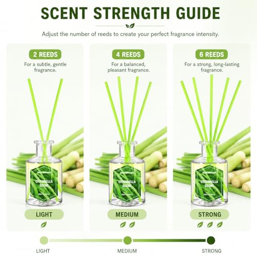 STRN Lemongrass Reed Diffusers, Summer Citronella Reed Diffuser Set, 200ML | Refreshing Scent Diffuser for Indoor & Outdoor, Bathroom, Bedroom, Office