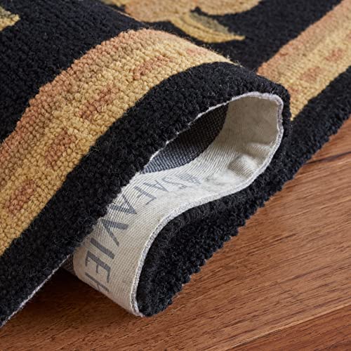 SAFAVIEH Chelsea Collection Accent Rug - 1'8" x 2'6", Black, Hand-Hooked French Country Wool, Ideal for High Traffic Areas in Entryway, Living Room, Bedroom (HK210B) - color: Black, size: 1'8" x 2'6" (Rectangular)