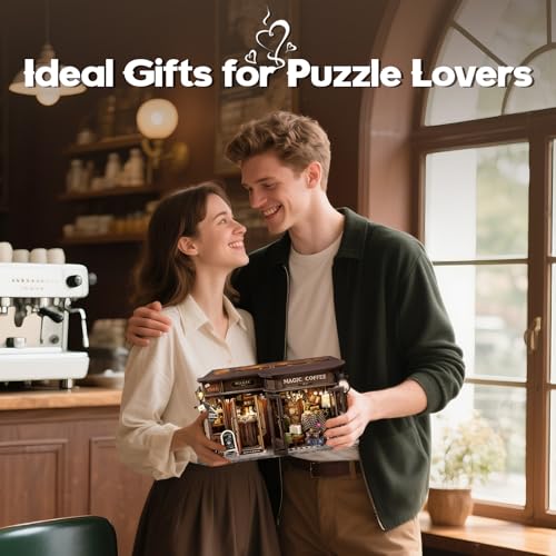DIY Magic Miniature Dollhouse Kit Halloween | Mini Scene 3D Wooden Puzzles for Adults Tiny House Gifts for Women Teenagers(Magic Coffee) - style: Magic Coffee
