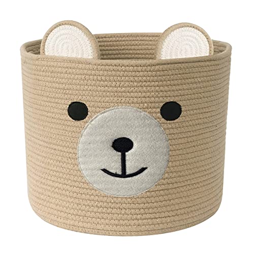 Bear Laundry Baskets Laundry Hamper Storage Baskets with Handles,Decorative Basket for Living room,Woven Storage Basket for Toys Bin Pillows Blankets Clothes (Khaki - Version 2) - color: Khaki - Version 2
