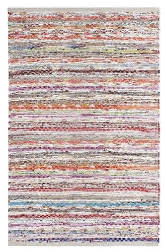 COTTON CRAFT Cotton Chindi Rag Rug - Handwoven Reversible Area Rug - 4 x 6 | Boho Farmhouse Multicolor Recycled Cotton Yarn Accent Carpet for Living Room, Bedroom, Entryway, Kitchen Décor - color: Multi Color - 1 Pack, size: 6' x 4' (Rectangular)