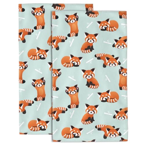 Cute Red Panda Hand Towel for Bathroom Set of 2 Hand Bath Towels Soft Absorbent Decorative Towels for Bathroom Kitchen Yoga Home Decor 14 x 28 in - color: Cute Red Panda