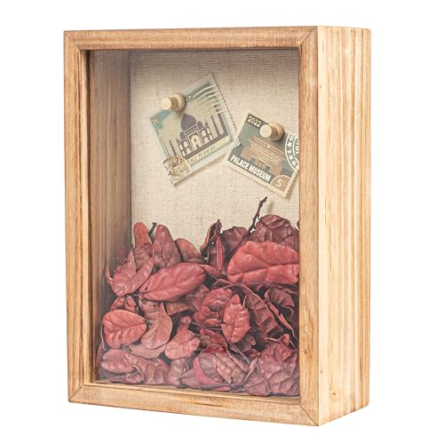Shadow Box Frame 6x8 Shadow Box Display Case with Linen Back of Awards Memorabilia Flower, Pictures, Keepsakes、Bouquet、Medals and More Photos Memory Box - color: Carbonize, size: 6×8