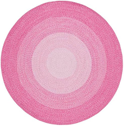 SAFAVIEH Cape Cod Collection Area Rug - 7' Round, Red & Pink, Handmade Braided Cotton, Ideal for High Traffic Areas in Living Room, Bedroom (CAP242Q) - color: Red/Pink, size: 7' (Round)