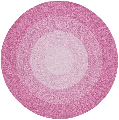 SAFAVIEH Cape Cod Collection Area Rug - 6' Round, Red & Pink, Handmade Braided Cotton, Ideal for High Traffic Areas in Living Room, Bedroom (CAP242Q) - color: Red/Pink, size: 6' (Round)