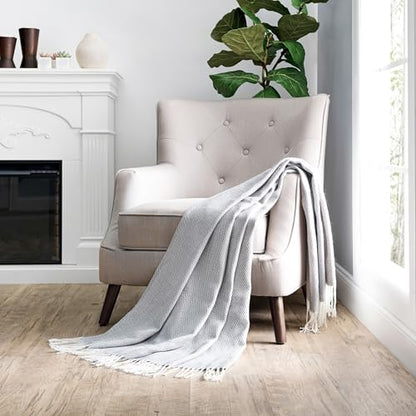 Merit Linens Herringbone Throw Blanket - One Size Gray - color: Herringbone Gray