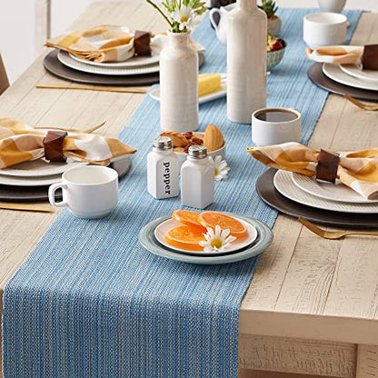 DII Variegated Tabletop Collection, Table Runner, 13x108, Light Blue - color: Light Blue, size: Table Runner, 13x108"