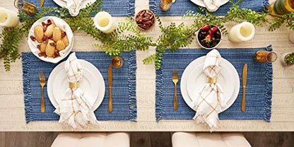 DII Variegated Tabletop Collection, Placemat Set, 13x19, Nautical Blue, 6 Piece - color: Nautical Blue, size: Placemat Set, 13x19"