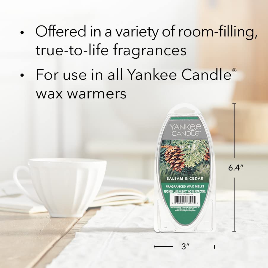 Yankee Candle Scented Wax Melts for Wax Warmers, Long Lasting Home Fragrance, Odor Eliminating_Wax Cubes, Balsam & Cedar, 6 Count (Pack of 36) - color: Balsam & Cedar (Pack of 36)