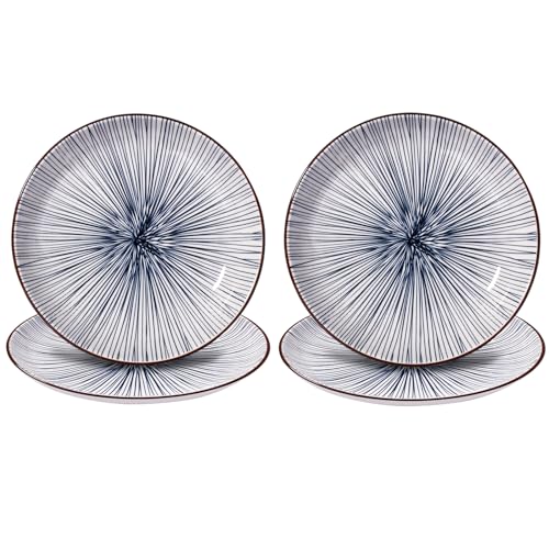 8" Ceramic Dinner Plate - Porcelain Dinnerware - Kitchen & Dining Tableware - Set of 4 (XT) - color: XT
