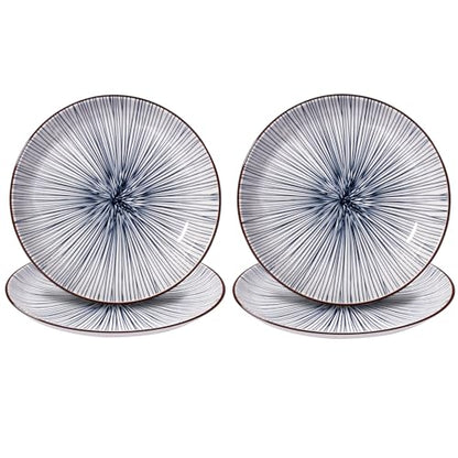 8" Ceramic Dinner Plate - Porcelain Dinnerware - Kitchen & Dining Tableware - Set of 4 (XT) - color: XT
