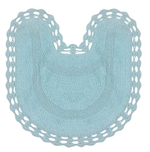 Home Weavers Hampton Crochet Reversible Bathmat 100% Cotton Bathroom Rugs Set, Washable Rug, Thick Extra Soft and Absorbent Bath Rug, Kitchen Mat, Bath Mat Set, Mat Non Slip, 20"x20" Contour, Aqua - color: Aqua, size: 1'8" x 1'8" (Contour)