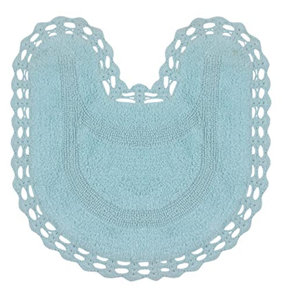 Home Weavers Hampton Crochet Reversible Bathmat 100% Cotton Bathroom Rugs Set, Washable Rug, Thick Extra Soft and Absorbent Bath Rug, Kitchen Mat, Bath Mat Set, Mat Non Slip, 20"x20" Contour, Aqua - color: Aqua, size: 1'8" x 1'8" (Contour)