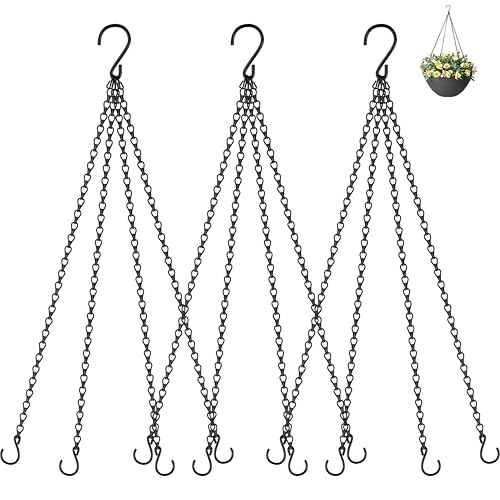 garini 3 Pack, 23 Inch Hanging Baskets Chain, Hanging Chains with Hooks Flower Pot Chain Replacement Plant Hangers for Planters, Bird Feeders and Lanterns(Black)… - color: Black, size: 3P