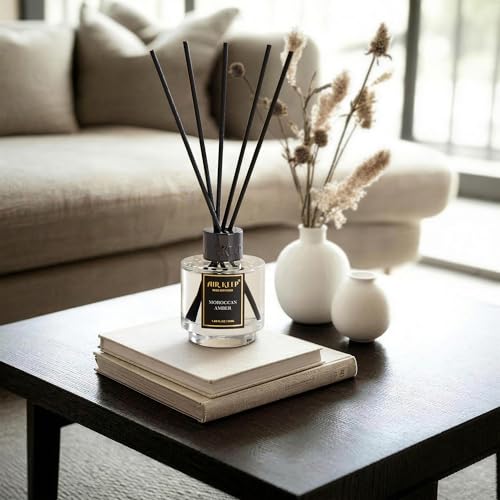 Reed Diffuser Set of 3 for Bathroom Air Fresheners, Oil Diffuser Sticks | Cedar Wood,White Pine Moroccan Amber Scent Diffuser(1.7 fl oz*3) Fragrance with 18 Sticks Defusers | Shelf Decor