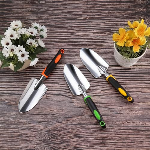 Garden Shovel Hand Trowel Cast-Aluminum Heavy Duty Mini Shovel Garden Tools Soft TPR Non-Slip Handle Potting Tools for Planting, Transplanting, Weeding, Digging Soil (12 Pack)