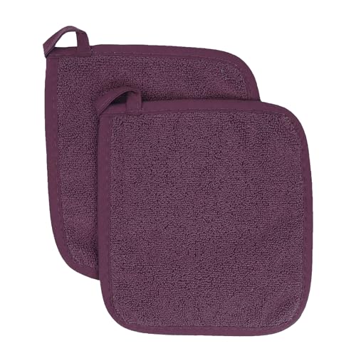 RITZ Terry Potholder & Hot Pad: Unparalleled Heat Resistant, Durable 100% Cotton – Ergonomically Designed for Optimal Grip – Easy-Care Machine Washable – 2-Pack, Beet - color: Beet, size: 2-Pack