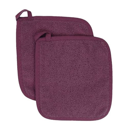 RITZ Terry Potholder & Hot Pad: Unparalleled Heat Resistant, Durable 100% Cotton – Ergonomically Designed for Optimal Grip – Easy-Care Machine Washable – 2-Pack, Beet - color: Beet, size: 2-Pack