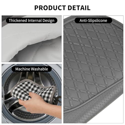 Tifanso 4PCS Heat Resistant Silicone Plaid Oven Mitts & Pot Holders, Grey | Non-Slip Grip Surface, Soft Cotton Lining, Ideal for Cooking Baking Grilling, Easy to Clean, Practical Kitchen Essential