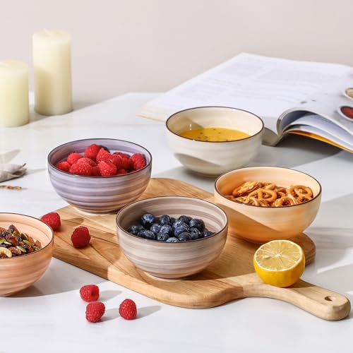 Selamica Ceramic Ice Cream Bowls, 12 OZ Dessert Bowls Set of 6, 4.7 Inch Small Bowls for Snack, Side Dish, Fruits, Microwave Dishwasher Safe, Maillard - color: Maillard, size: 12 Oz