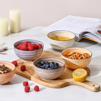 Selamica Ceramic Ice Cream Bowls, 12 OZ Dessert Bowls Set of 6, 4.7 Inch Small Bowls for Snack, Side Dish, Fruits, Microwave Dishwasher Safe, Maillard - color: Maillard, size: 12 Oz
