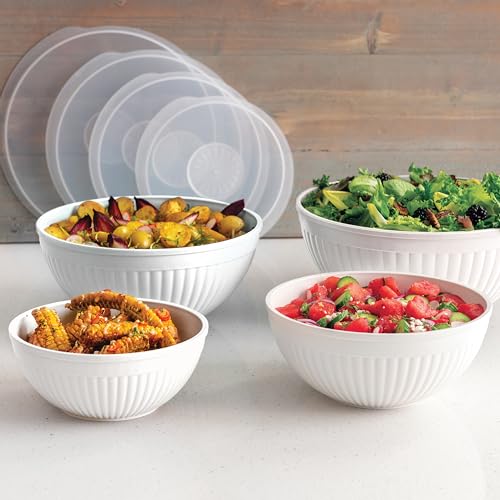 Nordic Ware Prep and Serve Mixing Bowls Set, 8-Piece, Glacier White - color: Glacier White, size: 8-Piece