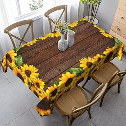 Worltoldb Sunflower Tablecloths Polyester Table Cloth for Kitchen Dinning Table Washable Table Cover for Parties Wedding Picnic Farmhouse - color: White5