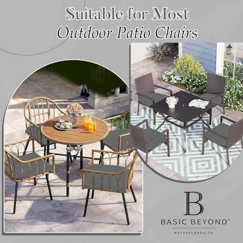 Basic Beyond Outdoor Cushions for Patio Furniture: Waterproof & UV Resistant Outdoor Chair Cushions Set of 4-19 x 19 x 3 Inch Thick Patio Chair Cushions with Adjustable Ties & Handle, Dark Grey - color: Dark Grey
