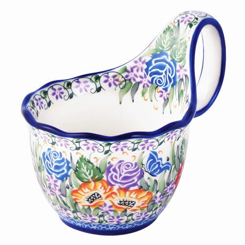 ALMA 16oz Soup Bowl with Large Handle,Microwave Safe, Gift for Women | Handpainted,Oven Safe,Perfect for larger servings of cappuccino,Love Slow Morning Coffee Rituals,BPA-free & lead-free glaze - color: Meadow Elegy