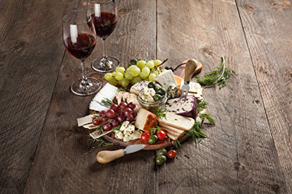 Twine Country Home Acacia Wood Cheese Board Paddle, Acacia Wood Charcuterie Board, 15.8" by 11.9", Gourmet Gift Set - style: Round Cheese Board