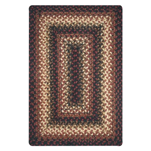 Homespice Prescott Jute Braided Placemats, Rect 13x19 Set of 6 | Black and Red Everyday and Holiday Table Mats, Rich Colors, Reversible, Durable and Easy to Clean - color: Prescott